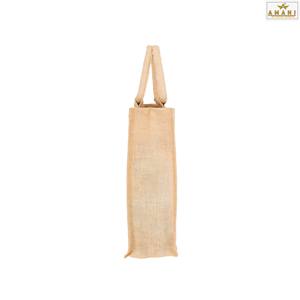 Bolsa de yute para botella de vino con logo personalizado impreso, ecológica, reutilizable, con ventana transparente, bolsa de regalo con 2 compartimentos para compras. - Product Image 2