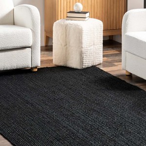 Luxury Black Natural Jute Area <b>Rug</b> Handwoven Neutral <b>Boho</b> Farmhouse Carpet Woven Living Room Bedroom Entryway Floor Decor <b>Rug</b> - Product Image 6