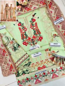 Costume brodé en mousseline de soie, dernier modèle indien du pakistan, tenue de travail lourde, offre spéciale, 2022 - Product Image 2
