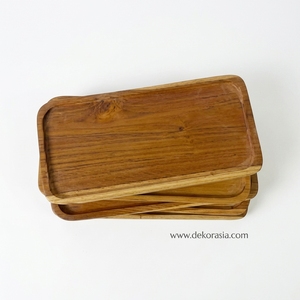Bandeja de madera de teca ecológica para juego de vajilla de cocina Bandejas para servir Utensilios de cocina de madera natural - Product Image 1