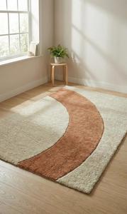 Modern <b>Abstract</b> Arch Pattern Hand Tufted Wool Anti-Slip Area Rug Soft Minimalist Carpet for Living Room Bedroom Home Decor - Product Image 2