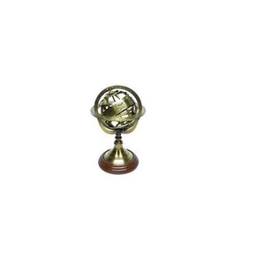 Sphère armillaire en laiton avec anneaux célestes et centre terrestre rotatif, décoration de bureau, design traditionnel - Product Image 2