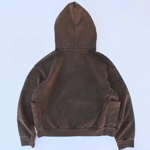 Sweat à capuche personnalisé en molleton bouclette 500 GSM, coupe oversize, délavé à l'acide, effet vieilli vintage, coupe carrée ample et courte, style streetwear, en coton molletonné O - Product Image 3