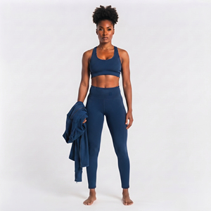 Ensemble de yoga 3 pièces : Veste d'entraînement à col montant, soutien-gorge dos nageur et legging haute compression - Product Image 4