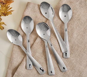 Juego de cucharas y tenedores de acero inoxidable sólido con mango largo de madera |   Vajilla Moderna de Lujo con Acabado Espejo para Fiestas en Casa - Product Image 2