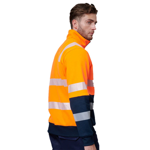 Sweat-shirt à capuche haute visibilité, 1/2 zip, bande réfléchissante segmentée, veste de sécurité en polaire, vêtements de travail, manches longues - Product Image 2