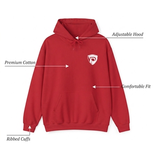 <b>Red</b> Hooded <b>Sweatshirt</b> <b>Men</b> Regular Fit 100% Cotton Fleece Front Pocket Casual Autumn Wear Printed Logo - Product Image 5