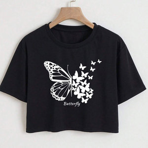เสื้อครอปผู้หญิง ผ้าเนื้อนุ่ม เสื้อครอปสั้น สวมใส่สบาย ใส่ได้ทุกวัน สไตล์เรียบง่าย เสื้อครอปผู้หญิง น้ำหนักเบา - Product Image 1