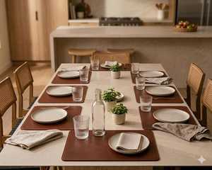 Napperons de table en cuir véritable Elite Design, imperméables et résistants à l'huile, pour salles de banquet de luxe LPM-0016B - Product Image 4