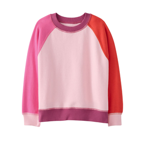 Sudadera de punto con cuello redondo para niños, estilo francés, con bloques de color, corte holgado, costuras planas súper suaves y mangas raglán - Product Image 2