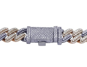 Premium Dual Tone Silver Plated Cuban <b>Chain</b> with Moissanite Diamonds Trendy <b>Iced</b> <b>Out</b> Necklace Mens Fashion Hip Hop - Product Image 2