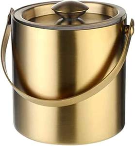 Seau à vin en acier inoxydable avec couvercle, seau à glace, refroidisseur pour champagne, bière, boissons de fête - Product Image 1