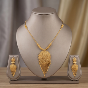 Divyoro Flower Pendant Necklace Set 24K Gold Plated <b>Copper</b> Alloy Women's Wedding Jewelry Classic Style Beaded <b>Chain</b> Earrings - Product Image 2