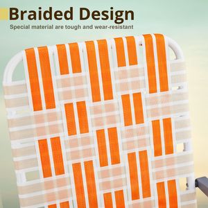 Sedie da campeggio pieghevoli con struttura a rete arancioni e bianche # # # # Portatile # # # # Per Esterni e Bordo Piscina - Product Image 5