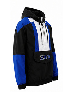เสื้อแจ็คเก็ตวินด์เบรกเกอร์ผ้าฟลีซปักลาย Zeta Phi Beta Sorority สำหรับผู้หญิง  แบบมีซิปครึ่งตัว  งานปัก ZPB Soror  ผลิตตามสั่ง  สไตล์วินเทจ  แห้งเร็ว - Product Image 4