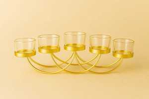 Support à bougies moderne Thrive à 5 emplacements, finition dorée, résistant à la chaleur, décoration d'intérieur, ensemble de supports pour bougies chauffe-plat - Product Image 2