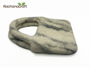 Bolso de Mano Hecho a Mano 100% de Fieltro de Lana Natural, Bolso Tote Ecológico con Patrón de Mármol para Mujer, Bolso de Lana Sostenible de Boutique - Product Image 2