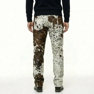 Pantalon en cuir de vachette véritable fait main pour homme, avec fourrure de vache, pour une mode western de luxe - Product Image 6