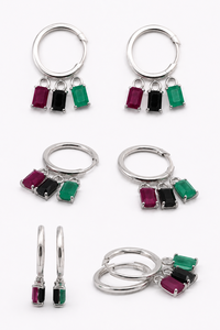 Multi Color Stone <b>Earring</b> in 92.5 <b>Sterling</b> <b>Silver</b> KLST-31148 - Product Image 4