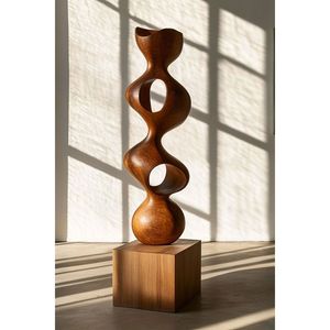 Sculpture en bois sculptée pour l'accentuation de l'intérieur du salon, design artisanal unique pour la décoration de la maison - Product Image 3