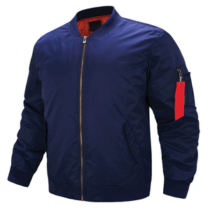Blouson de moto bleu marine pour homme, col montant, fermeture éclair, coupe-vent, écologique, décontracté, pour l'hiver, coupe régulière, 100 % coton - Product Image 2