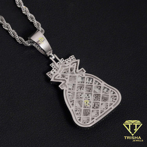 Pendentif Sac d'argent de luxe serti de diamants en argent sterling 925 avec accents baguette en moissanite et design de collier hip-hop - Product Image 2