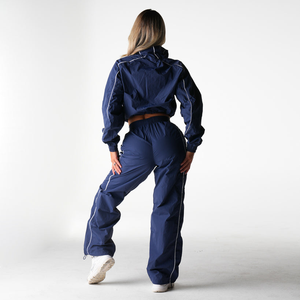 Winter Hot Sale Wholesale Custom Oem Gym Wear Women <b>Cropped</b> Full <b>Zip</b>-<b>up</b> Windbreaker Jacket Fashion Ladies Clothing - Product Image 3