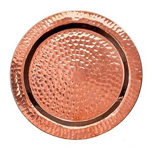 Plateau de service décoratif en cuivre de luxe, finition martelée artisanale, pour table de mariage, salle à manger, maison, restaurant, hôtel - Product Image 2