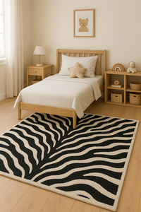 Handmade Modern Abstract Wool Rug Custom Size black and white Carpet for Home Living Room Bedroom Picnic Floor <b>Mat</b> - Product Image 1