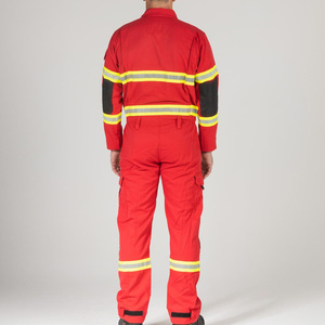 Unisex Red Flame Retardant <b>Waterproof</b> Water Resistant Workwear Coveralls Reflective High Visibility Industrial Safety Uniform - Product Image 4