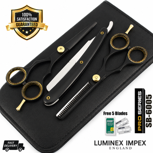 Navaja de Afeitar Recta Vintage Luminex Impex con Mango de Concha de Abulón y Acero al Carbono, Lista para Usar en Barberías y Salones - Product Image 1