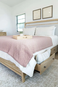 Modern Scandinavian Bedroom Set <b>Queen</b> <b>Size</b> Solid Wood <b>Bed</b> Dresser Nightstand With Storage Drawers Light Wood Tone - Product Image 2