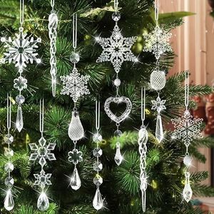 21 pièces de décorations de Noël en cristal, ornements scintillants et éblouissants pour les fêtes, ensemble de boules de Noël - Product Image 1