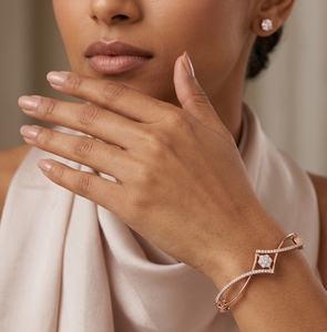 Bracelet de luxe pour femme en or rose 10K avec diamant de laboratoire taille brillant certifié IGI, idéal pour fiançailles, mariage et soirées - Product Image 1