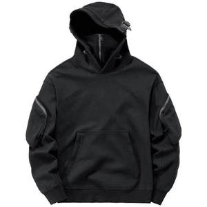 Sweat à capuche léger et écologique en polaire pour homme, collection automne/hiver, avec double capuche, masque ninja, cagoule brodée, vêtements d'extérieur - Product Image 4
