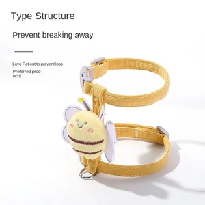 Ensemble Harnais, Laisse et Collier pour Chat, Harnais Réglable Double Couche Motif Abeille de Dessin Animé pour Chiens de Petite et Moyenne Taille - Product Image 1