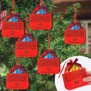 Set di 6 Divertenti Portafogli in Legno per Soldi, Decorazioni Natalizie Rosse, Porta Carte Regalo, Ornamenti per Albero e Palline - Product Image 1