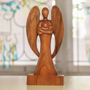 Figura de Ángel de Madera Hecha a Mano para Centro de Mesa, Estante de Sala de Estar y Decoración Religiosa - Product Image 1