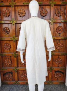 Túnica Informal Premium de Algodón Estilo Boho, Cuello Redondo, Cuello Mondrian, 8 Botones, Manga Larga, Estampado en Bloques, Bordado, ODM, Todas las Temporadas - Product Image 4