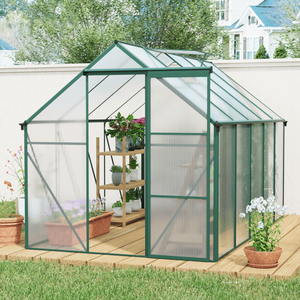 Serra da Giardino 6x10FT in Alluminio Rinforzato con Policarbonato, Base Rialzata e Ancoraggio, Verde, per Esterni (Senza Ritiro in Personale) - Product Image 1