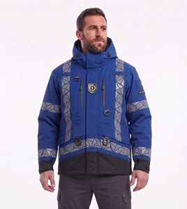 custom reflective hooded safety <b>jacket</b> men green blue <b>orange</b> color block waterproof windproof winter coat protective workwear - Product Image 6