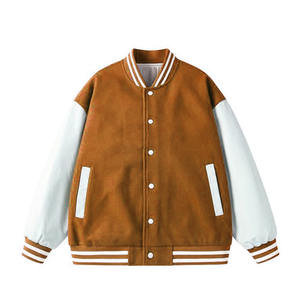 Chaqueta universitaria de lana para hombre con cuello alto con parche bordado personalizado-Método de tejido de ganchillo-Venta al por mayor - Product Image 4