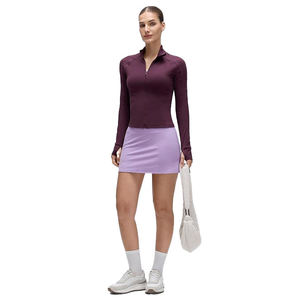 Women's Fitted Long Sleeve Zip-Up <b>Yoga</b> <b>Jacket</b> Solid Color Breathable 100% Polyester Ribbed Lightweight Thumbholes Seamless - Product Image 2
