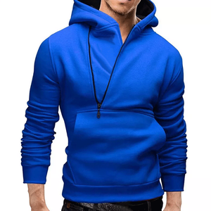 Sudadera con capucha personalizada para hombre, de algodón grueso, estilo oversize, con cremallera media, forro polar, estilo urbano, con bolsillo canguro - Product Image 4