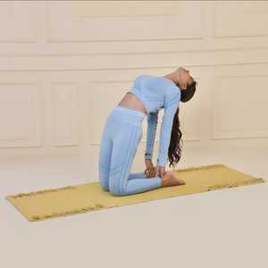 Tapete de Yoga Krafters 2X6 de 6mm, Azul, de Algodón, Tejido a Mano, Antideslizante, Resistente al Sudor, Ecológico, Lavable a Máquina, Plegable, para Meditación y Gimnasio - Product Image 3