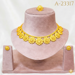 Gold Plated Bridal Jewelry <b>Set</b> with <b>Crystal</b> Stones – Necklace, Earrings & Ring <b>Set</b> for Women - Product Image 3