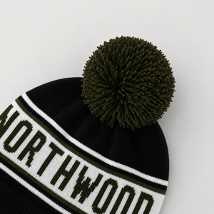 Bonnet Northwood Noir Blanc Vert Boutonné Unisexe Adulte Hiver Décontracté Tricoté 100% Acrylique Motif Jacquard Lettres Voyage - Product Image 4