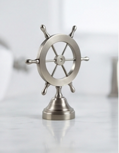 Silver Plated <b>Ship</b> <b>Wheel</b> Figurine Stainless Steel Circular Design Antique Style Home Decoration Tabletop Accent - Product Image 6