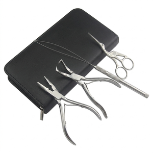 Premium Quality Hair Extension <b>Beading</b> Tool <b>Kit</b> with Pliers and Scissors Made With Stainless Steel For Commercial Use - Product Image 2
