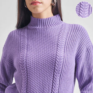 Suéter de Mujer Estilo Vintage para Invierno, Cuello Alto, Algodón Suave, Estilo Urbano, con Logotipo Personalizado Bordado, Felpa, Corte Regular - Product Image 6